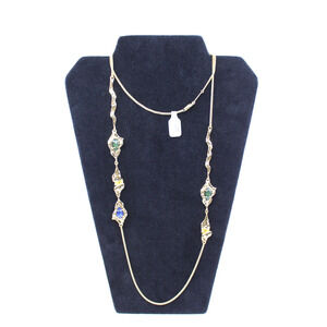 B2 NEW Authentic ALEXIS BITTAR Brut Gold Long Station 14k plated Necklace $395